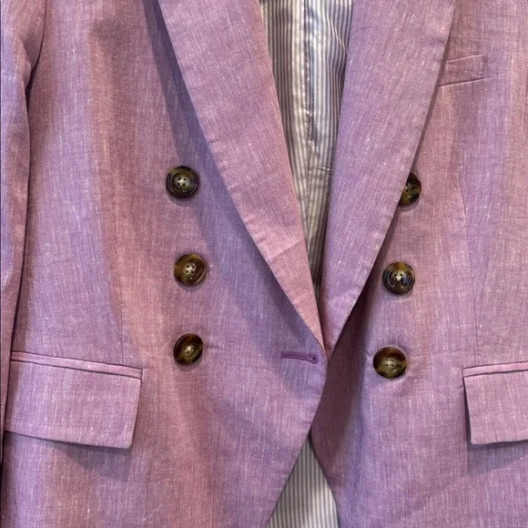 VERONICA BEARD Lonny Dickey Jacket in Heathered Orchard size 16 linen blazer - Picture 3 of 10